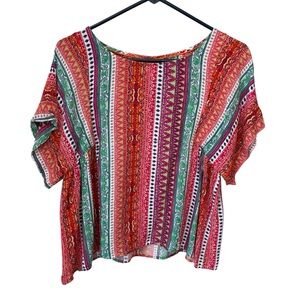 Maeve Anthropologie Milla Boho Top Women’s Medium Multicolor Striped Boxy Shirt